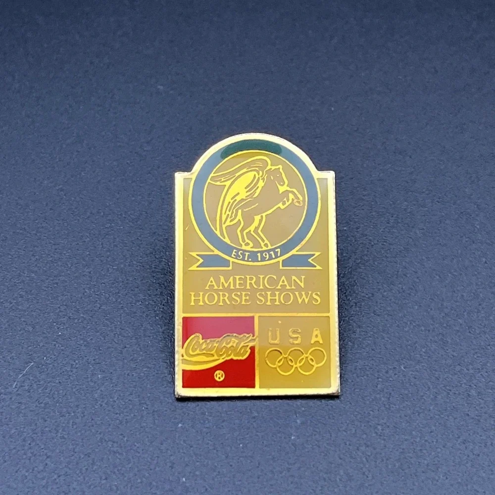 Vintage Olympic Games Coca-Cola Coke Team USA American‎ Horse Shows Hat Pin
